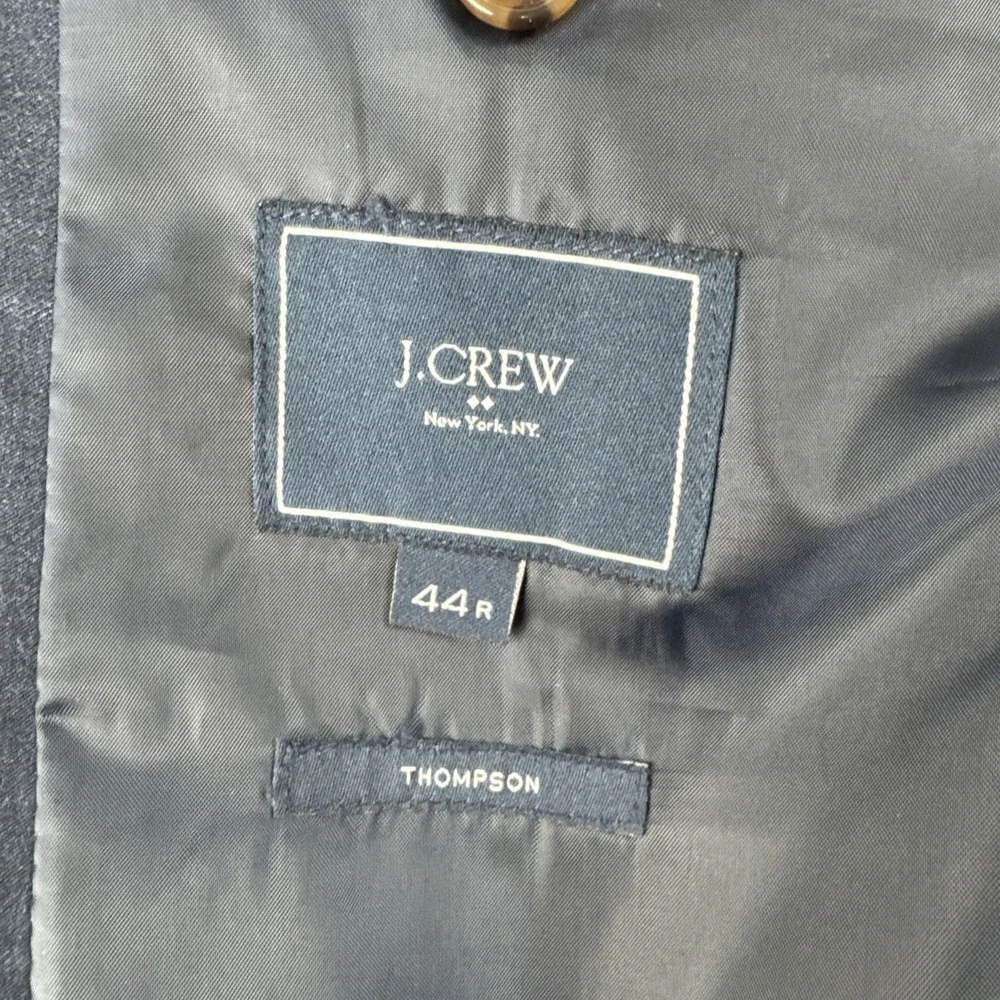 J Crew Thompson Mens Navy Windowpane Sport Coat 44R Wool Blend office business
